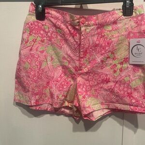 vintage lilly pulitzer umbrella print shorts pink green size 8
